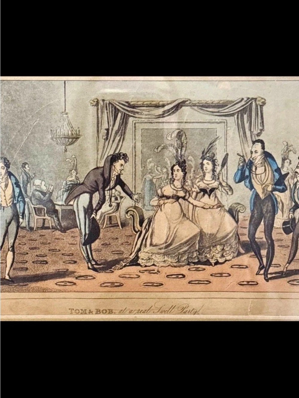 William Heath “Tom&Bob At A Real Smell Party” 1800s Regency Engraving Framed